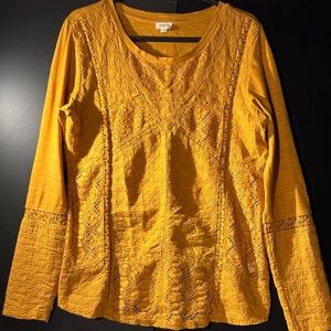 Mustard blouse with embroidery details